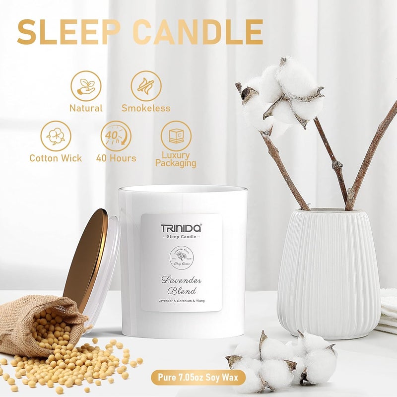 TRINIDa Aromatherapy Candle – Non-Toxic Soy Wax Candle with Citrine Crystal, Lavender Blend Essential Oil for Stress Relief, Long-Lasting, Natural & Organic, Candle Gift for Women, Ideal Home Candle - Image 2